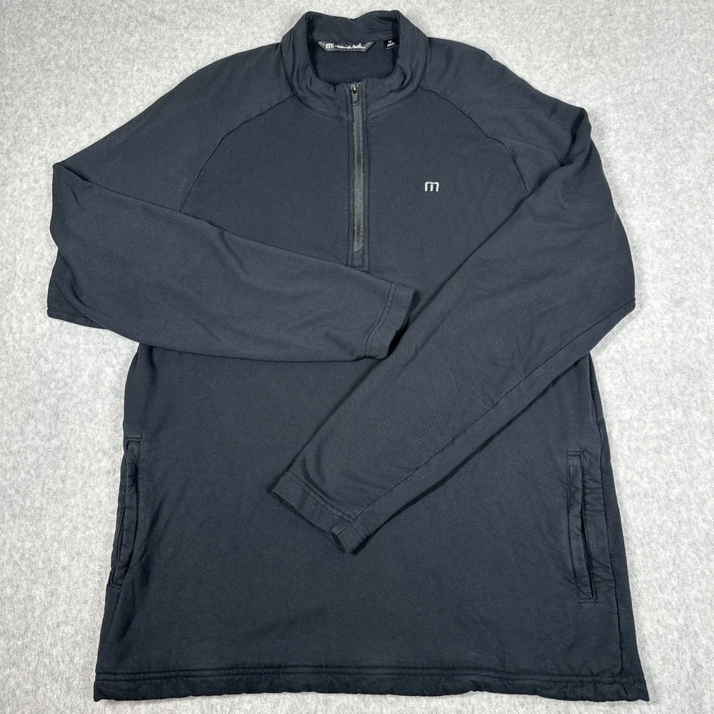 Travis Mathew Men's 1/4 Zip Networking Golf Pullover Athleisure Size M Black